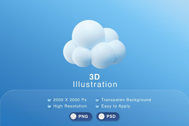 PSD 3d ilustracja prognoza pogody w białej chmurze