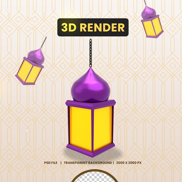 3d Ilustracja Ramadan Latarnia Lampu Gantung Obiekt Premium Psd