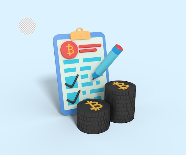 3d Ilustracja Raportu Wzrostu Biznesu Bitcoin