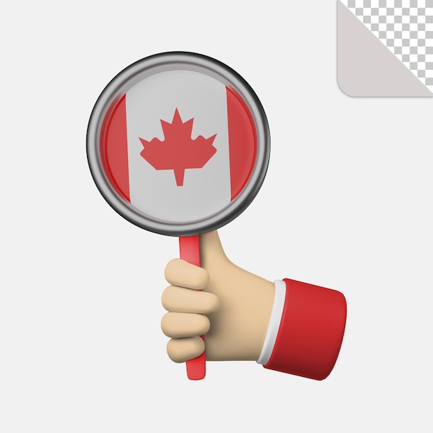 3d ilustracja ręka trzyma flagę kanady