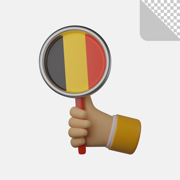 PSD 3d ilustracja ręki trzymającej flagę belgijską