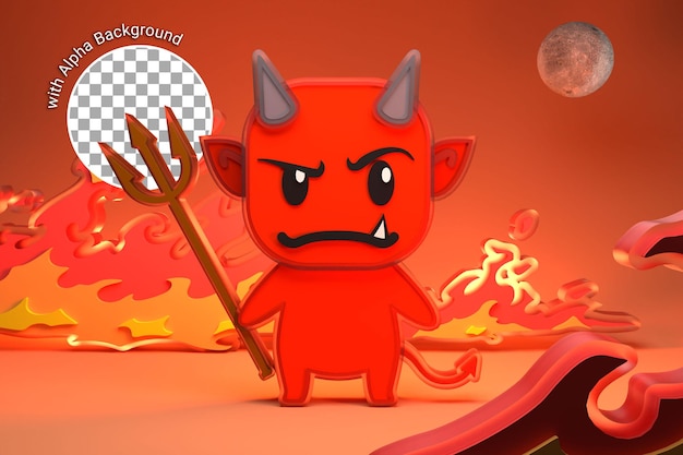 3D ilustracja słodkiego diabła dziecka