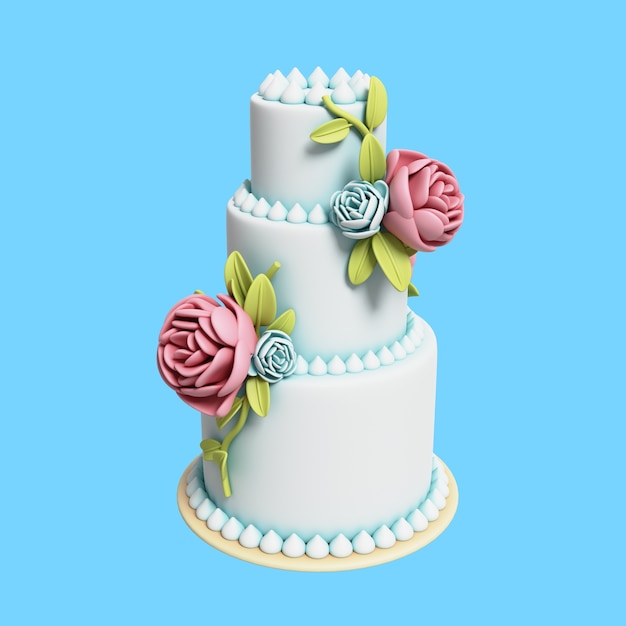 3D ilustracja ślubna ciasta