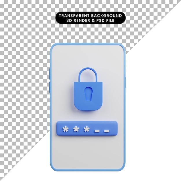 3d Ilustracja Smartfona Z Koncepcją Bezpieczeństwa Z Logowaniem Do Kłódki