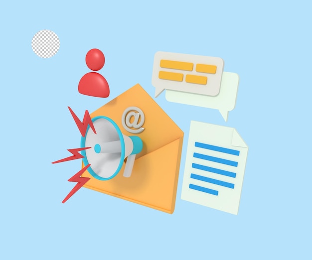 3d Ilustracja Strategii E-mail Marketingu Cyfrowego