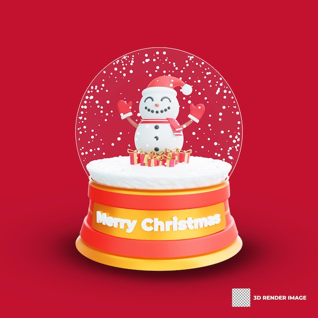 PSD 3d ilustracja świątecznej dekoracji świątecznej snow globe delight