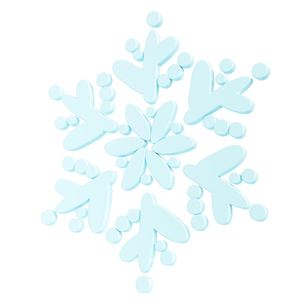 3d Ilustracja świątecznej Niebieskiej Ikony Zimowej Płatka śniegu Na Białym Tle Błyszczącej Powierzchni