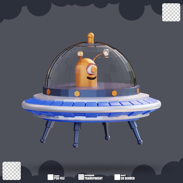 3d ilustracja ufo i kosmici 2