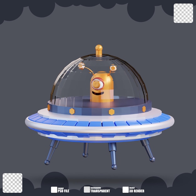 3d ilustracja ufo i kosmici 3
