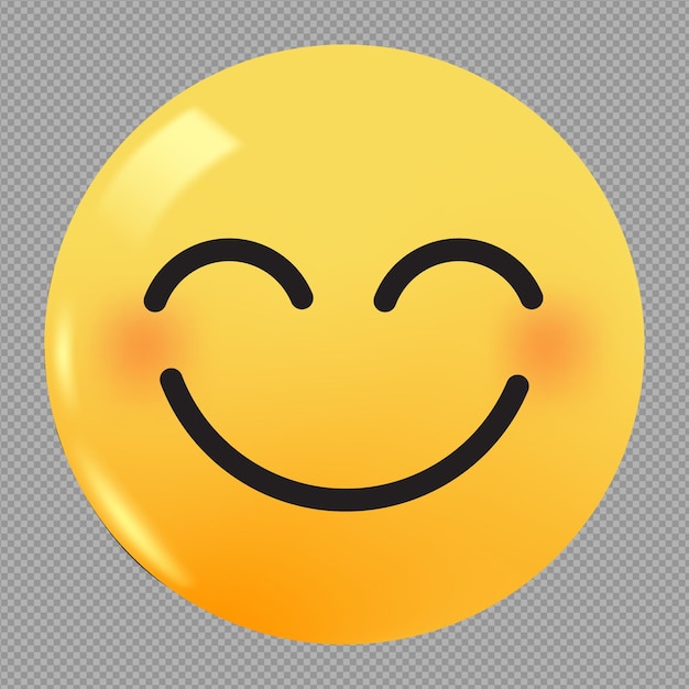 PSD 3d ilustracja uśmiechniętej twarzy z uśmiechnętymi oczami ikona emoji na przezroczystym tle