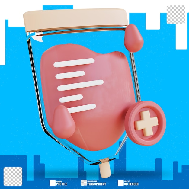 3d ilustracja worek do infuzji krwi 2