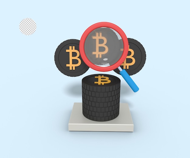 3d Ilustracja Wyszukiwania Handlu Bitcoinami