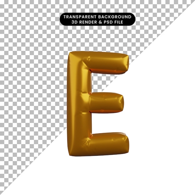 3d Ilustracja Złotego Balonu Koncepcja Alfabetu E