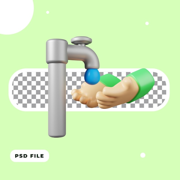 PSD 3d ilustration of wudhu icon