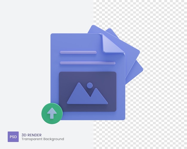 3d image icon or picture with upload icon