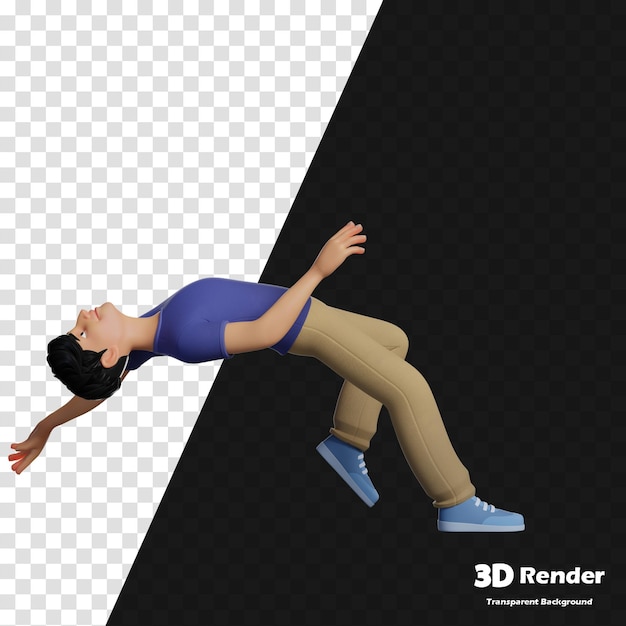 3D-изображение человека, делающего трюк на черном фоне