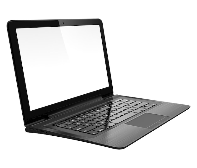 3d изображение современного ноутбука с пустым экраном, изолированным на прозрачном фоне