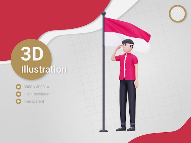 3d indonesian independence day illustration