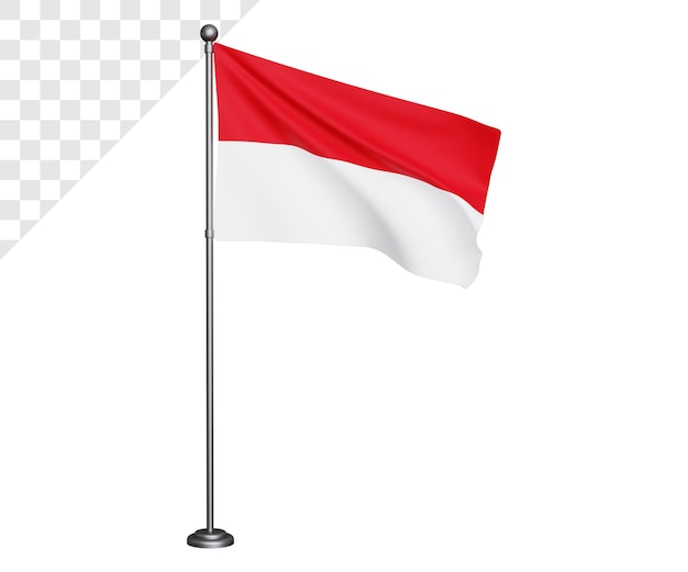 3d Indonezyjska Flaga Z żelaznym Słupem