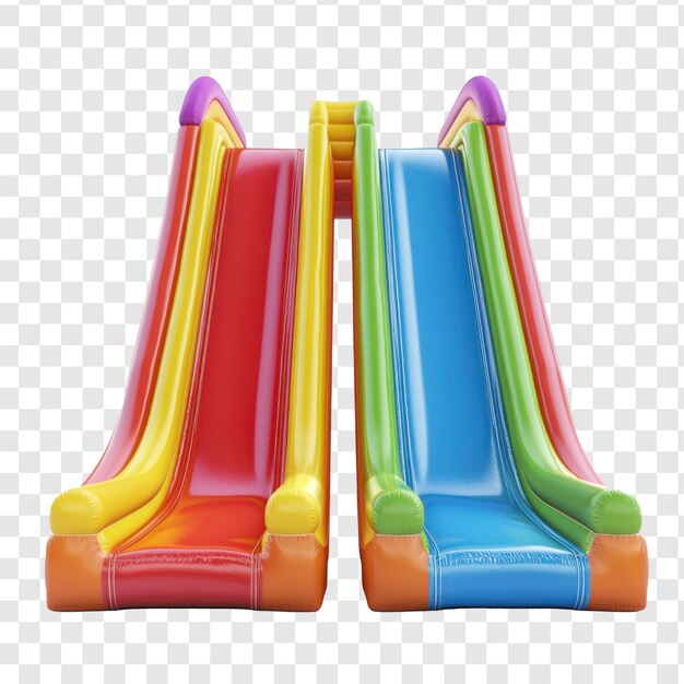 3d inflatable slides front view isolate on transparency background