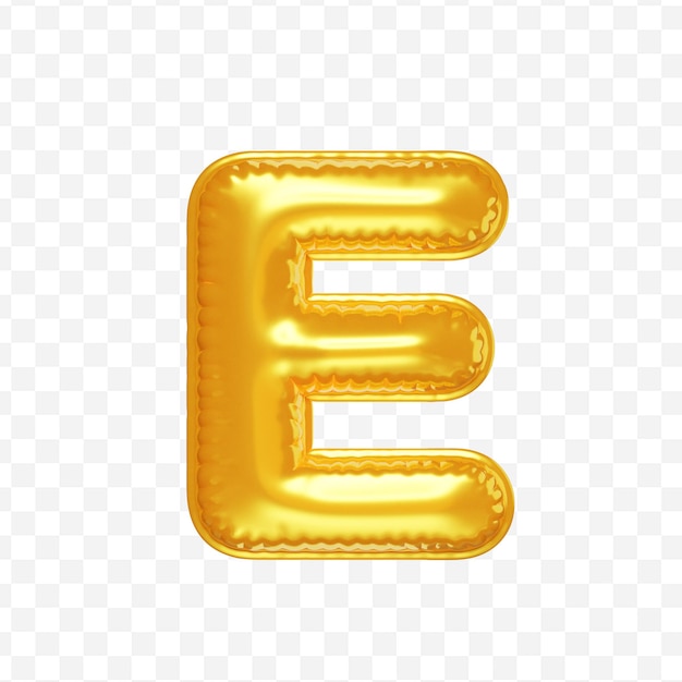 노란색 풍선 격리 된 3d 그림의 형태로 3d 팽창 된 문자 E