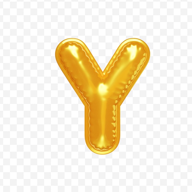 노란색 풍선 격리 된 3d 그림의 형태로 3d 팽창 된 편지 Y