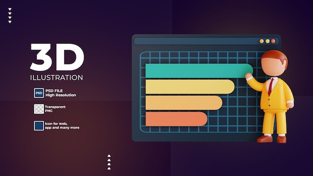 Crescita degli investimenti in infografica 3d