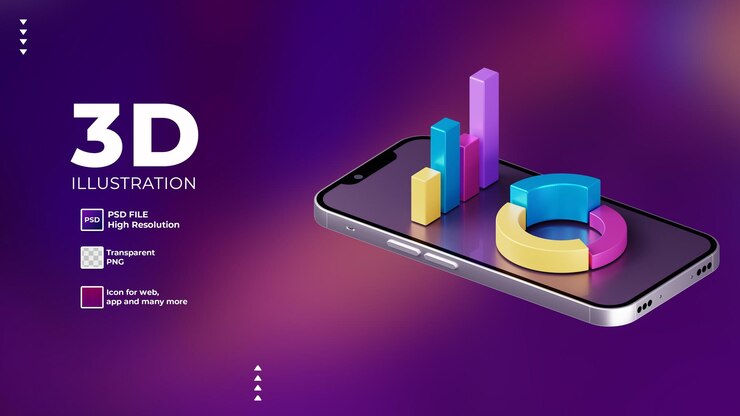 PSD 3d infographic on smartphone icon