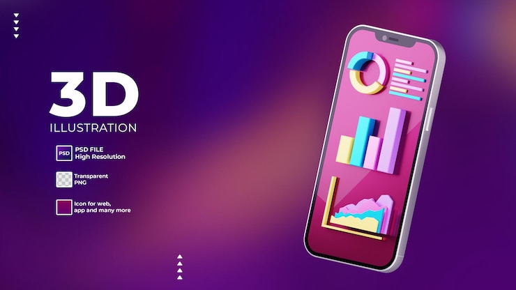 PSD 3d infographic on smartphone