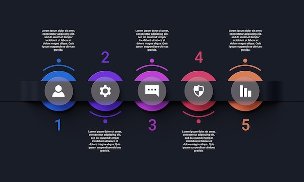 3D infographic tijdlijn sjabloonconcept met 5 opties