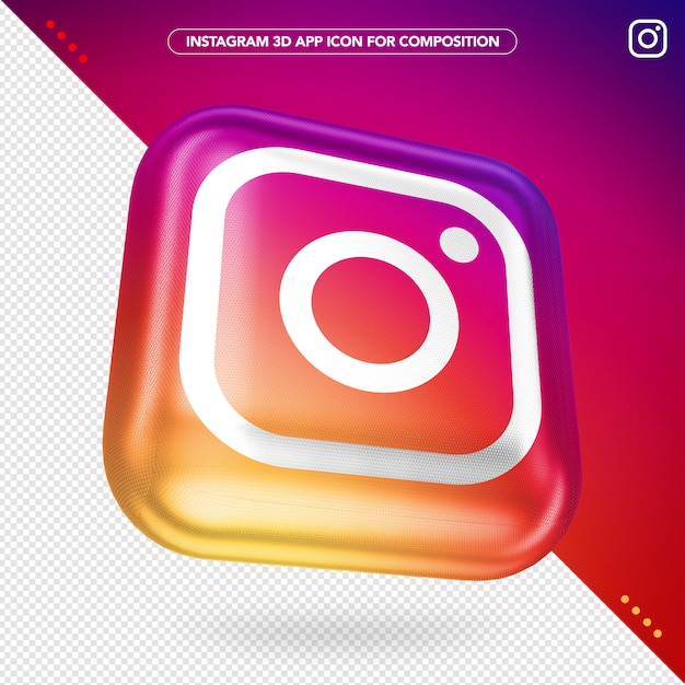 PSD 3d instagram-app gedraaid knopmodel