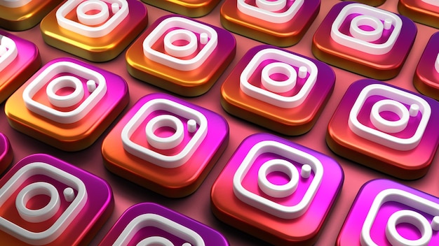 3d instagram app icon rendering