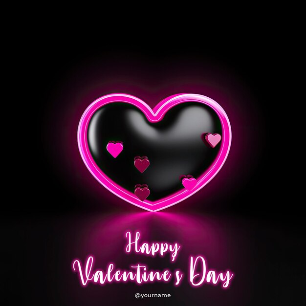 PSD a 3d instagram heart emoji with a black background featuring a pink heart symbol