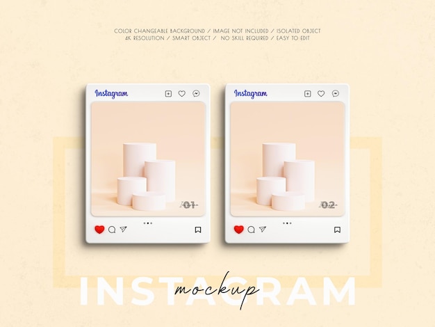 3d instagram-interfacemodel met 3d-hartemoji voor social media-postmodel