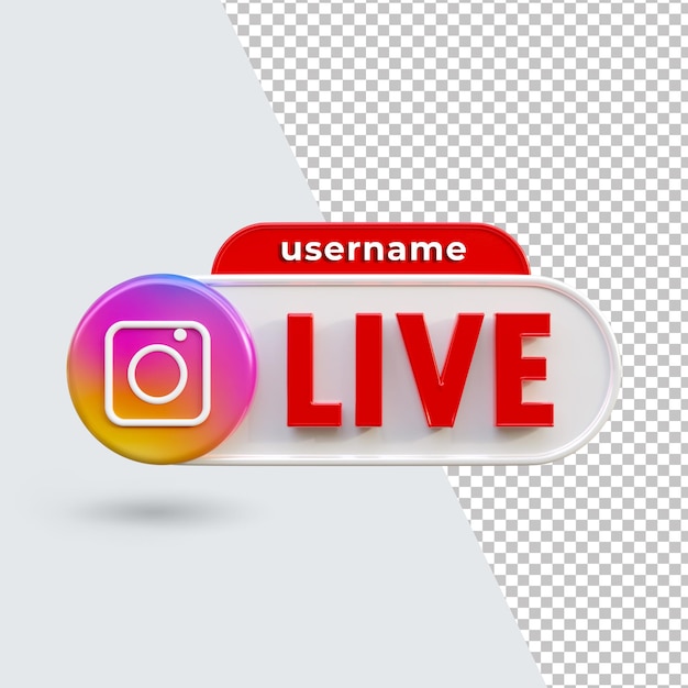 PSD 3d instagram live button icon render