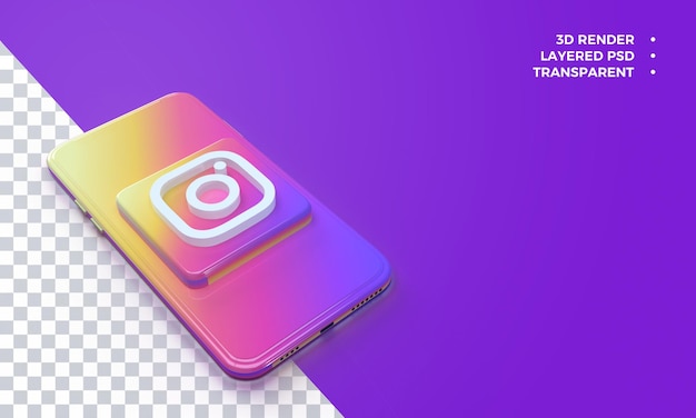 3d логотип instagram поверх рендеринга смартфона