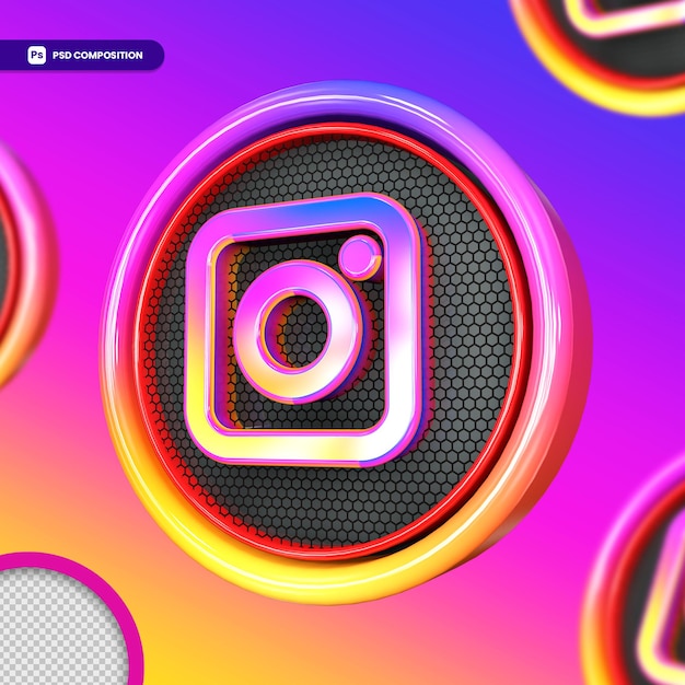 Logo di instagram 3d per i social media