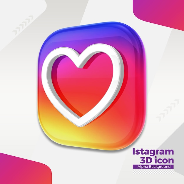 PSD 3d instagram logo for social media