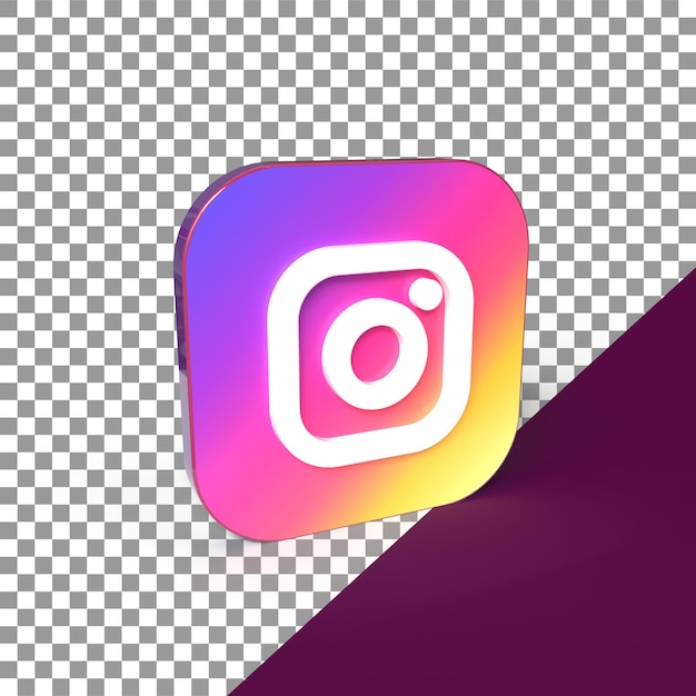 Logo 3d instagram di forma quadrata per i social media. illustrazione del pulsante instagram di alta qualità.