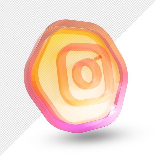 PSD 3d instagram logo szkło akrylowe na białym tle