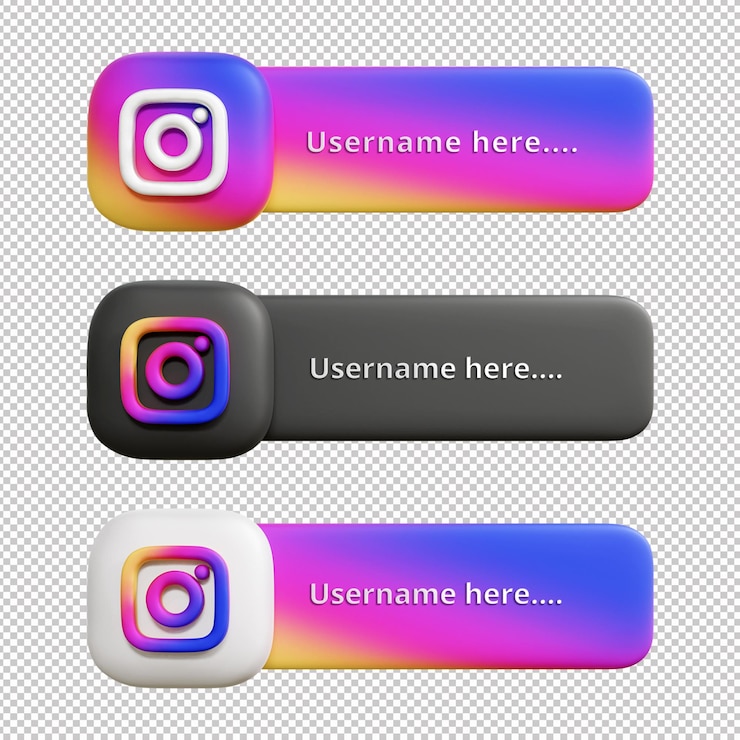 PSD 3 d instagram 下 3 番目のセットまたは 3 d instagram ラベル イラスト