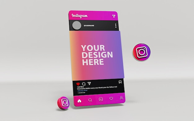 3d instagram mock-up artwork