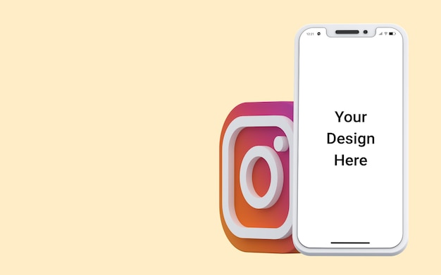 3d instagram pictogrammen sociale media met mobiel telefoonmodel