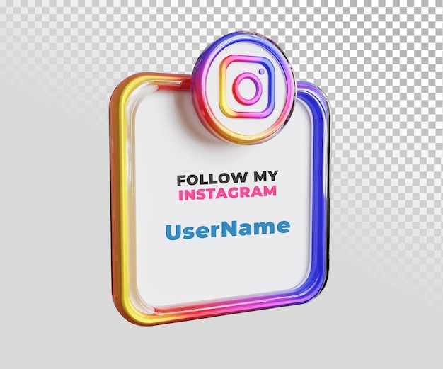 Modello di testo etichetta nome utente instagram 3d