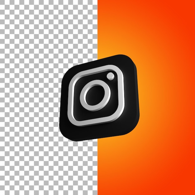 3d instagram zwart-wit pictogram