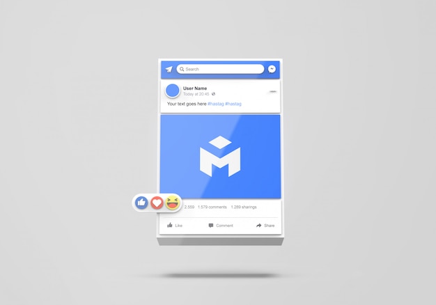 3d Interface of Social Media Facebook Mockup