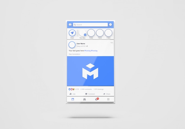 3d Interface of Social Media Facebook Mockup