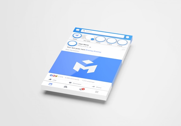 3d Interface Social Media Facebook Mockup