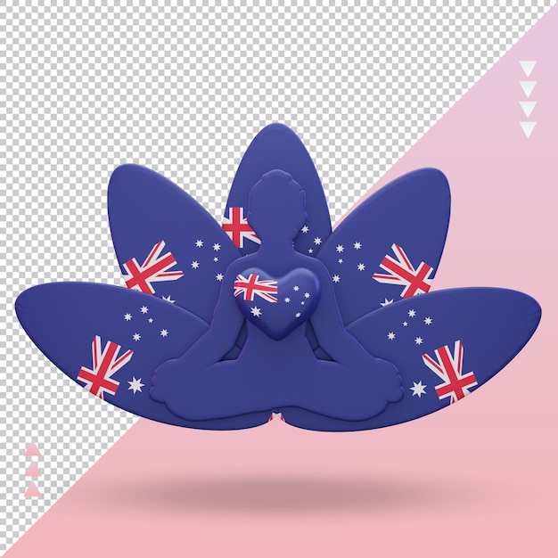 PSD 3d international yoga day australia flag rendering front view