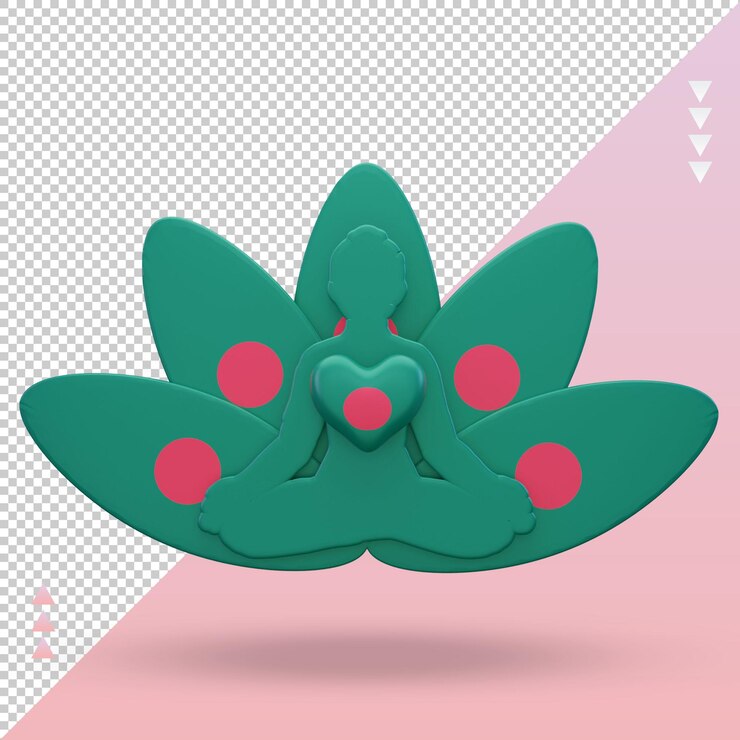 PSD 3d international yoga day bangladesh flag rendering front view